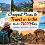 Cheapest places to travel in India under ₹1000 per day featuring Rishikesh, Kasol, Varanasi and Gokarna